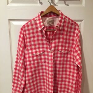 Pink and White plaid blouse